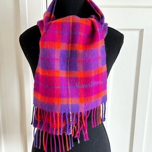 Gorgeous Conte of Florence Plaid Wool Scarf – Made in Italy – Purple & Orange